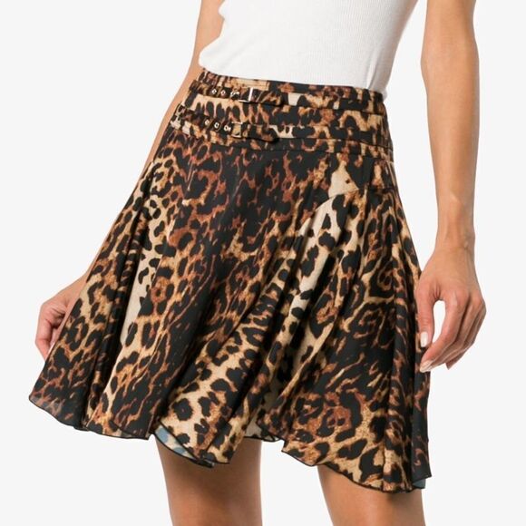 WE11DONE High Waisted Leopard Print Mini Skirt - Picture 2 of 12